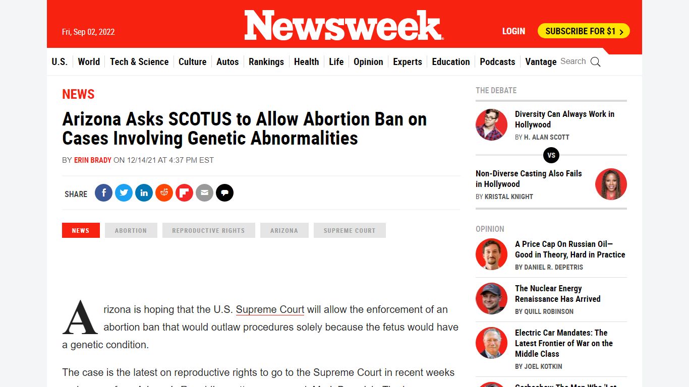 Arizona Asks SCOTUS to Allow Abortion Ban on Cases Involving ... - Newsweek